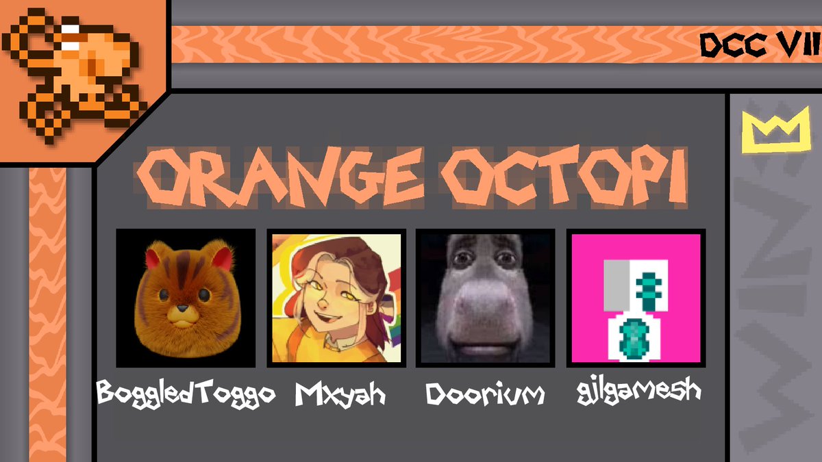 DiscordChamp's tweet photo. 🟧🦑ANNOUNCING The Orange Octopi
@BoggledToggo 
@MadMxyah
@Doorium1 
@gjlgamesh https://t.co/yJ0io9htow