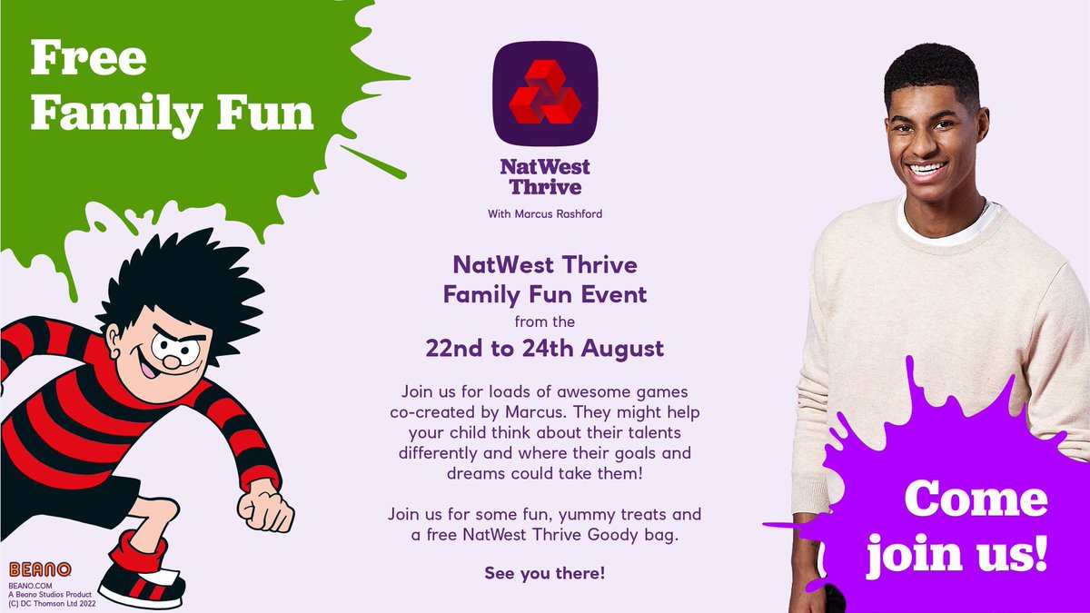 Any plan between the 22nd and the 24th of August? 🚀💜 join us in NatWest Petty Cury during opening hours for our NatWest Thrive Family Fun event! Proud to be the first location to host this activity 👏🏼 if you are local you definitely want to see it in action! #NatWestThrive