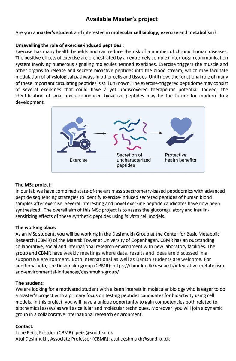 atul_deshmukh1's tweet photo. Are you interested in doing Master thesis with us? We have an exciting project where you can learn diverse metabolic assays. Contact us if you are interested. https://t.co/cW71CFIzBt