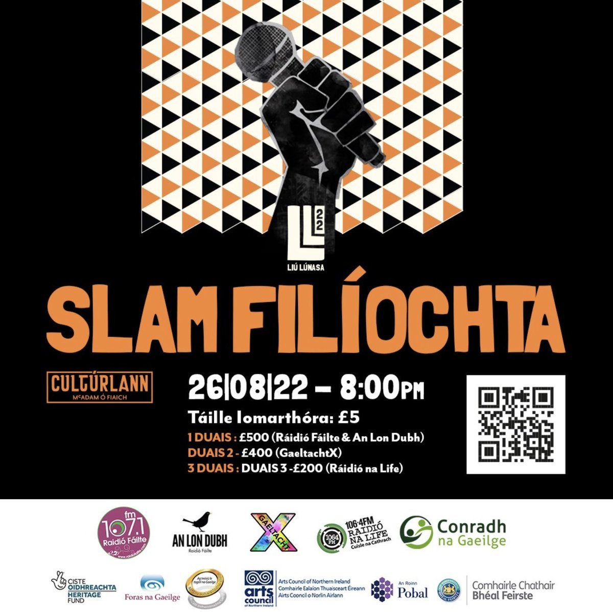 iudinwrites's tweet photo. Tá cáil ar Shlam Filíochta mar an aon chomórtas slam filíochta trí Ghaeilge sa tír agus tá muid ar bís go mbeidh muid ábalta fáilte a chur roimh fhilí agus eile a bheith ar ais linn faoi dhíon na Cultúrlainne d’oíche mhór filíochta agus sibh san iomaíocht do dhuaischiste £1400 https://t.co/rjRmysDcZu