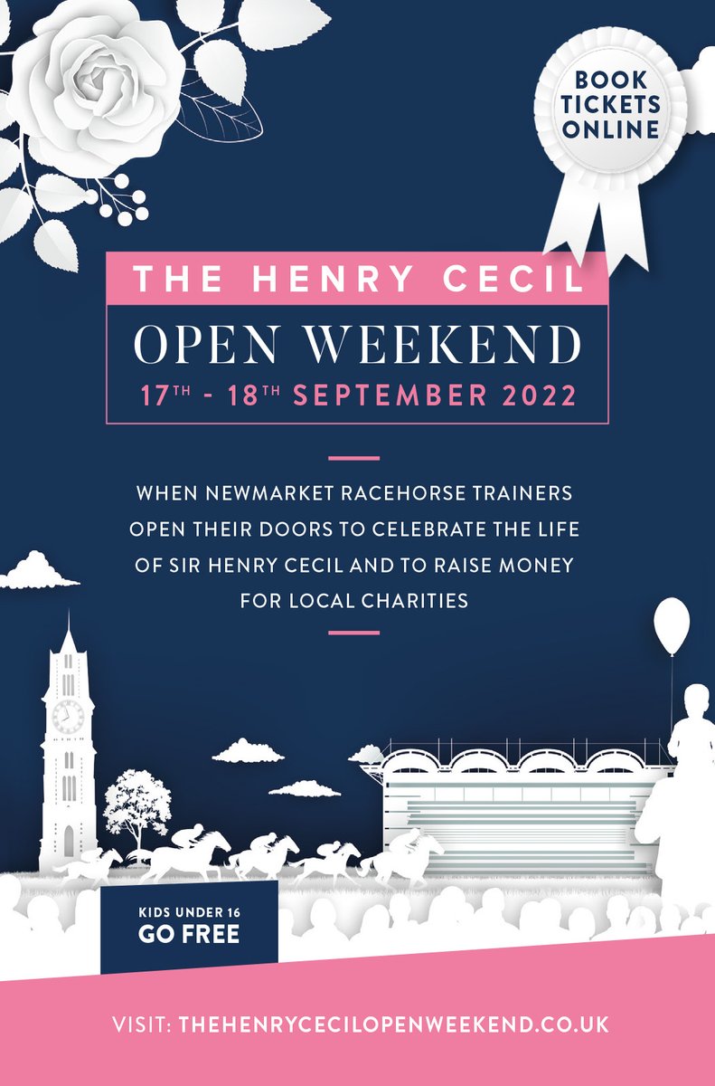 🏇 The Henry Cecil Open Weekend

🗓️ 17th - 18th September 2022

🐴 When Newmarket racehorse trainers open their doors to celebrate the life of Sir Henry Cecil &amp; to raise money for local charities

👨‍👦 Kids under 16 GO FREE

👉 Visit thehenrycecilopenweekend.co.uk for more info