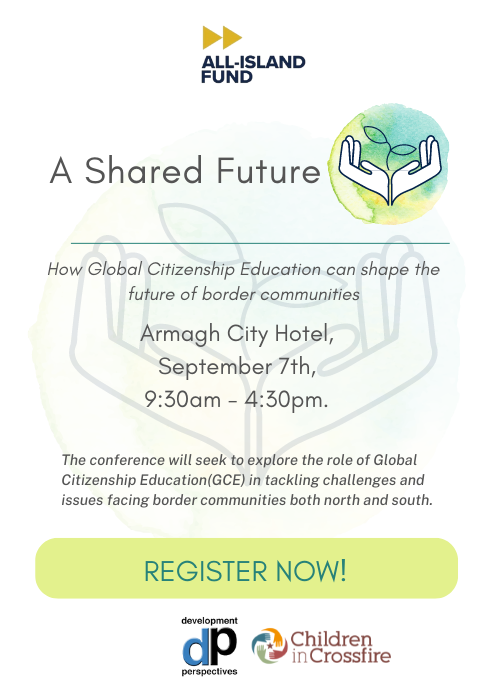 devperspectives's tweet photo. Register now for 'A Shared Future: How Global Citizenship Education can shape the future of border communities'
Armagh City Hotel - Sept 7 - 9:30am- 4:30pm
In partnership with @ChildreninXfire
#GCE #DecolonisingEducation #crossborderpartnership #decolonisation
Please RT https://t.co/C47Z1gaXCr