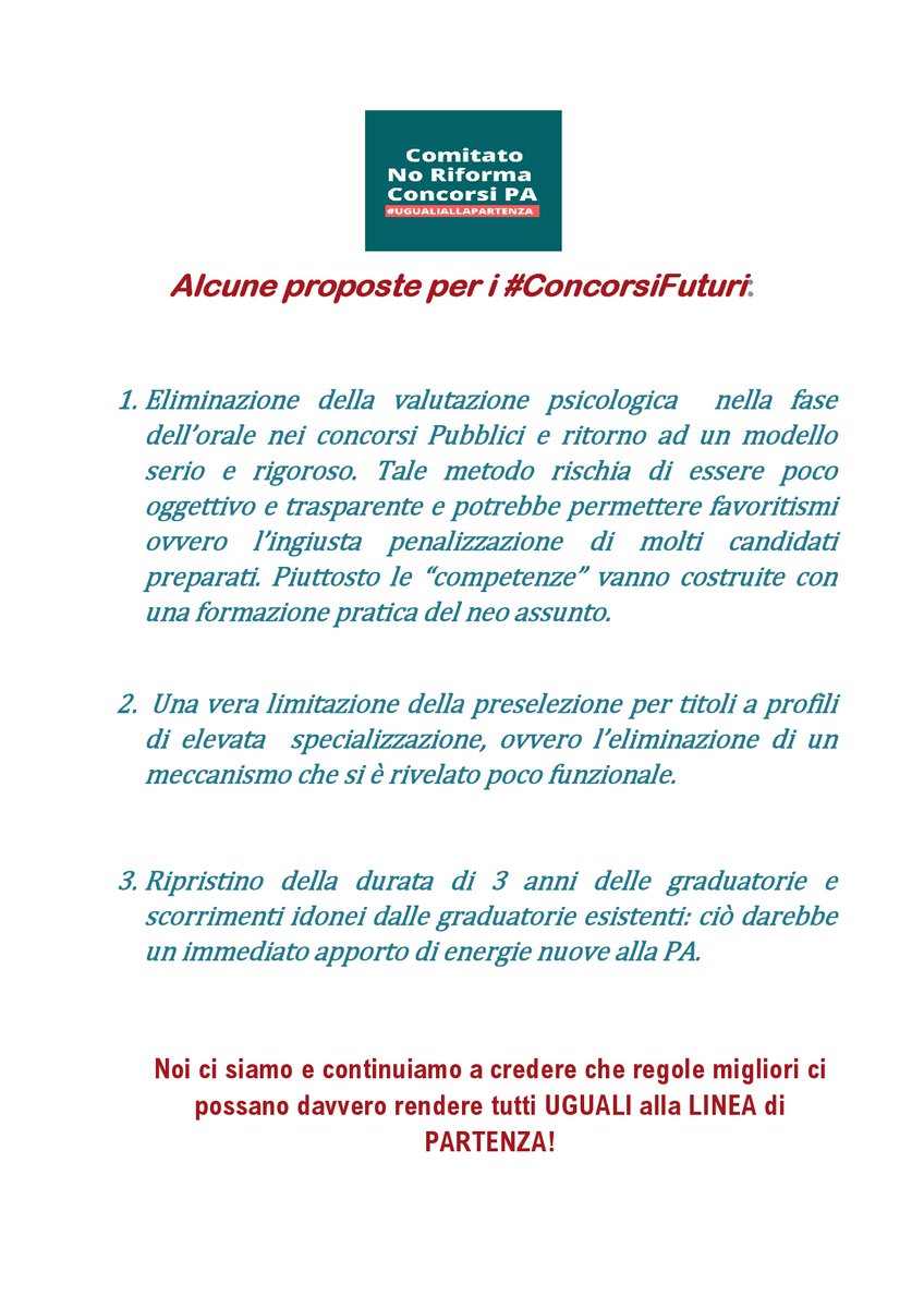 Alcune proposte per i #ConcorsiFuturi
 <a href="/pdnetwork/">Partito Democratico 🇮🇹 🇪🇺</a> <a href="/Mov5Stelle/">MoVimento 5 Stelle</a> <a href="/SI_sinistra/">Sinistra Italiana</a> <a href="/Piu_Europa/">Più Europa</a> <a href="/Azione_it/">Azione</a> <a href="/ItaliaViva/">Italia Viva</a> <a href="/forza_italia/">Forza Italia</a> <a href="/LegaSalvini/">Lega - Salvini Premier</a> <a href="/VoltItalia/">Volt Italia</a> <a href="/potere_alpopolo/">Potere al Popolo</a>   <a href="/EnricoLetta/">Enrico Letta</a> <a href="/emmabonino/">Emma Bonino</a> <a href="/CarloCalenda/">Carlo Calenda</a> <a href="/matteorenzi/">Matteo Renzi</a> <a href="/berlusconi/">Silvio Berlusconi</a> <a href="/GiorgiaMeloni/">Giorgia Meloni</a> <a href="/matteosalvinimi/">Matteo Salvini</a> <a href="/GiuseppeConteIT/">Giuseppe Conte</a>