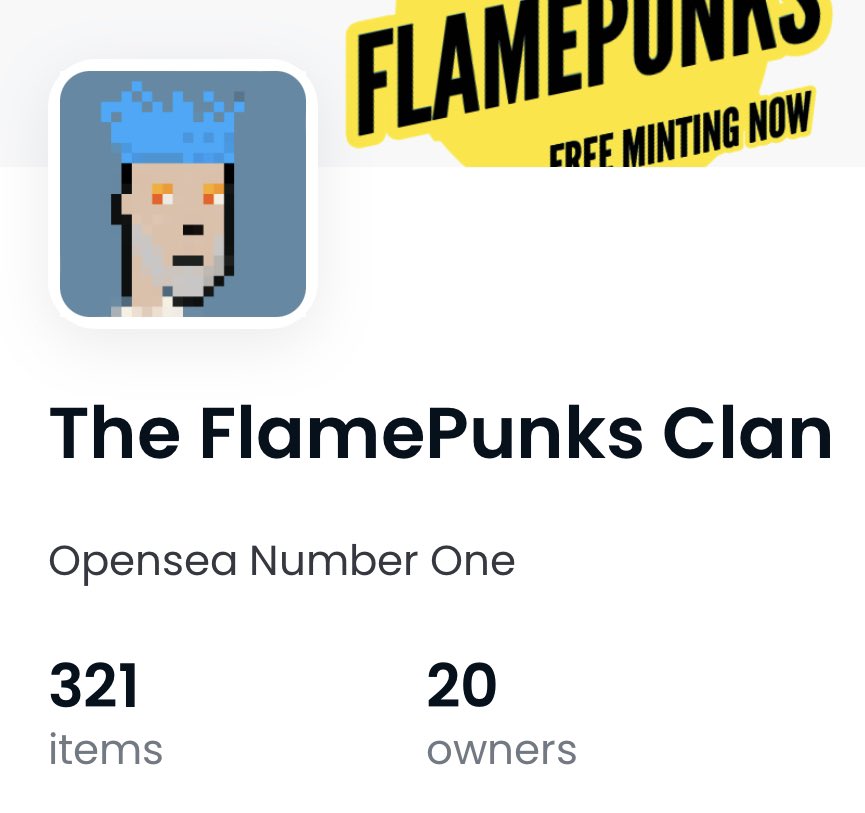 flamepunks's tweet image. FREE minting right now !! flamepunks.netlify.app
Tag your friends and retweet! 
.
#FreeMintAlert #FreeMintNFT #freemint #FreeMintGiveaway #nftfreemint #freeminting