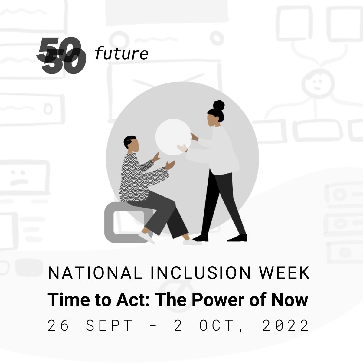 Our diary is filling up fast for #NationalInclusionWeek

Get in touch if you'd like to know more about the workshops, events or Lunch &amp; Learn sessions that we can deliver for your organisation.

#ThePowerOfNow #NIW2022 #Diversity #Inclusion #Equity #Equality @5050_Future