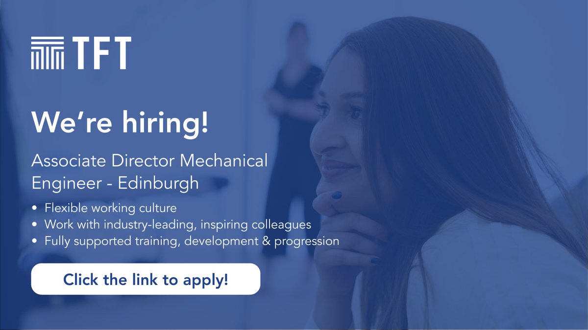 Our Engineering &amp; Sustainability team is expanding! We're looking for an Associate Director Mechanical Engineer to join our Edinburgh office!

Click here to apply: tftconsultants.com/careers-list/a…