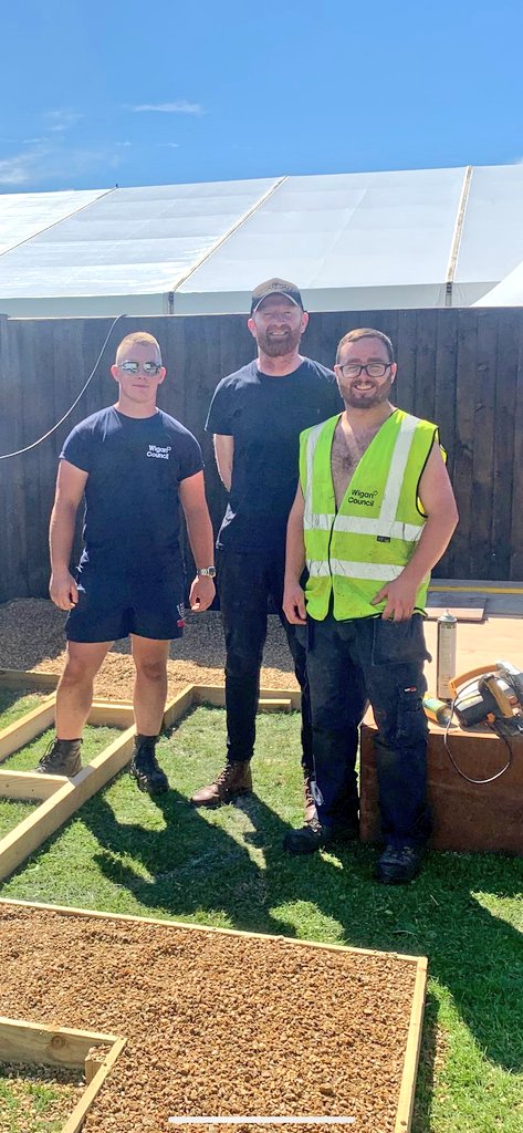 My_Apprentice's tweet photo. Apprentices Thomas Scott and Thomas Lockett @WiganCouncil (pic with tutor Max) have been helping out this week @southportflower building the @MyerscoughColl schools gardens #skills #education #training #offthejob https://t.co/ALBaDaqXIB