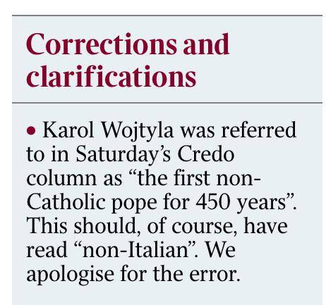 ProfPMiddleton's tweet photo. 7 years ago today, one of the best ever "corrections" in @thetimes. #IsThePopeCatholic https://t.co/q6zk0FFpio