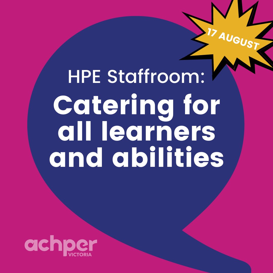 Don't miss our next online HPE Staffroom #7: 'Catering for all learners and abilities' coming up on 17 August. Join us for a casual catch up to share your experiences, thoughts and ideas with our team and other like-minded #HPE educators. Register: bit.ly/3JuHYkI