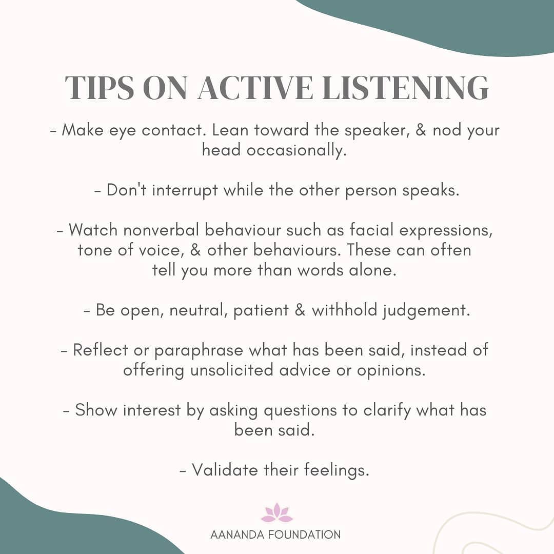 AanandaFDN's tweet photo. Read More : https://t.co/q6fUErpCEz

#goodactivelistener #activelistening #activelisteningskills #mentalhealth #mentalhealthawareness #adapt #adjust #attention #attitude #listeningisaskill #mentalhealthtips #listeningisimportant #aananda #aanandafoundation #happiness #impact https://t.co/28nEUBQzLt