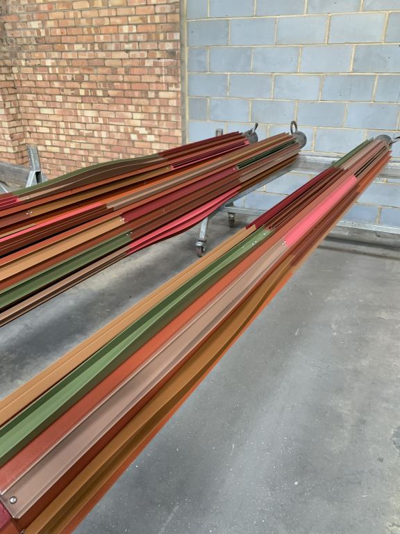 DPQ_London's tweet photo. #ThrowbackThursday to the first 12 columns for our #ChineForest public art installation for @BCPCouncil being painted at @SchrederGroup's factory, ahead of them being fitted out with electrical components 🎨 We're excited to share the final install soon! @mgrubbstudio @codatocoda https://t.co/b9IMq2gn3G