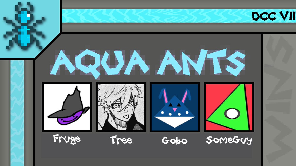DiscordChamp's tweet photo. 🧊🐜ANNOUNCING the Aqua Ants
@frugeUU 
Tree
Gobo
SomeGuy https://t.co/aR5zYnCYSN
