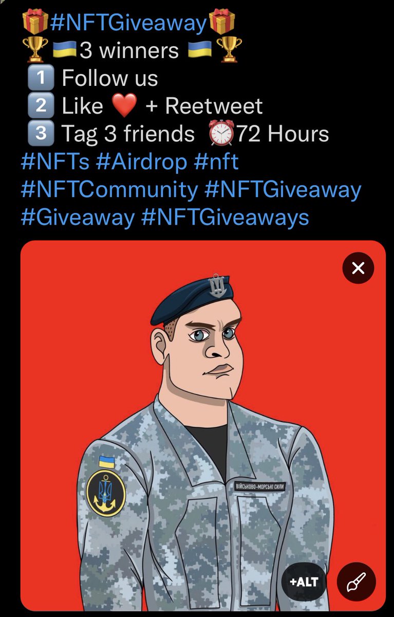Benefit2022Nft's tweet photo. DO NOT FORGET ABOUT THIS, ONLY 72 HOURS!!!🏆🏆🏆

#nft #Ethereum #ETH #OpenSeaNFT #opensea #nfts #NFTCollection #nftcollector #nftart #nftukraine #Ukraine #UkraineRussiaWar #Giveaway #giveaways #Airdrops #NFT #nftart #NFTCollection #NFTCommumity https://t.co/6zhGHG9Ye1