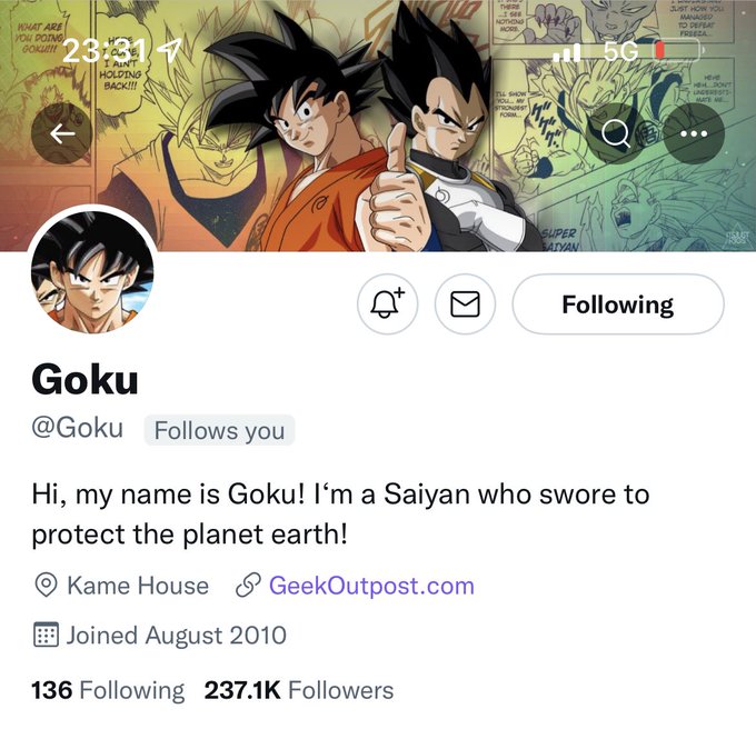 GOKU JUST FOLLOWED ME OMFG WHAT DO I DO https://t.co/zLYxfBQ8w8<a href="/tag/240sx"class="tags"><span>#240sx</span></a>