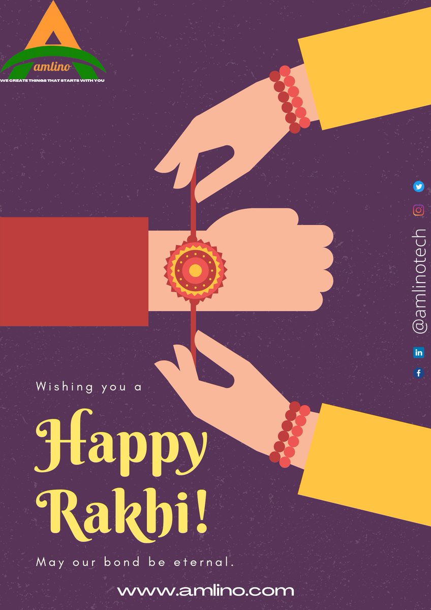 amlinotech's tweet photo. HAPPY RAKSHABANDHAN!! 

May you enjoy to the fullest the celebrations of Raksha Bandhan with your brothers and sisters and create some beautiful memories. 
Follow us:- @amlinotech
Visit:- https://t.co/RjDXRbRsWr
#rakshabandhan #rakshabandhan2022 #brothersisterlove #family #wishes https://t.co/9OxdzC8H08