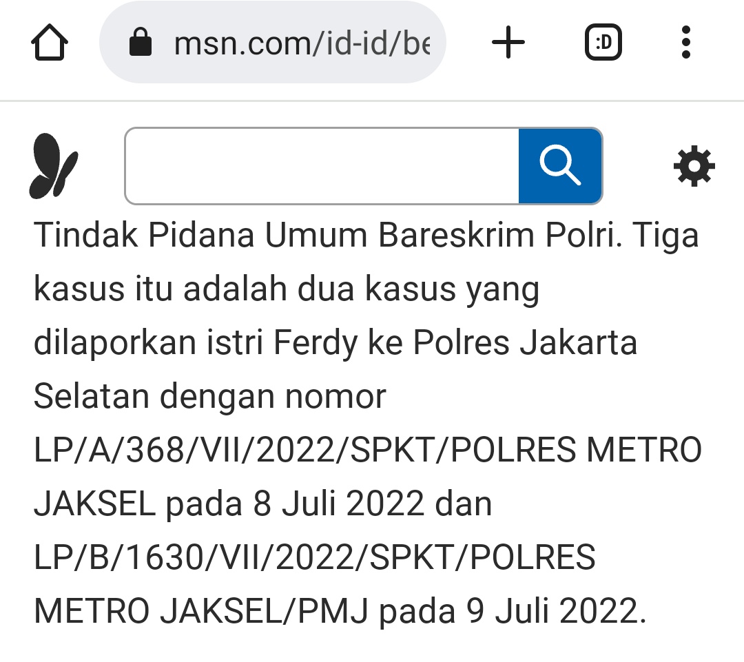 LP A (landasan dugaan ada tembak menembak) dilaporkan 8 Juli

LP B (landasan dugaan pelecehan seksual) dilaporkan 9 Juli

Konpers perdana Polri merujuk dua laporan ini wajar kawanku, karena saat itu belum masuk lidik dan sidik kawan

msn.com/id-id/berita/n…
