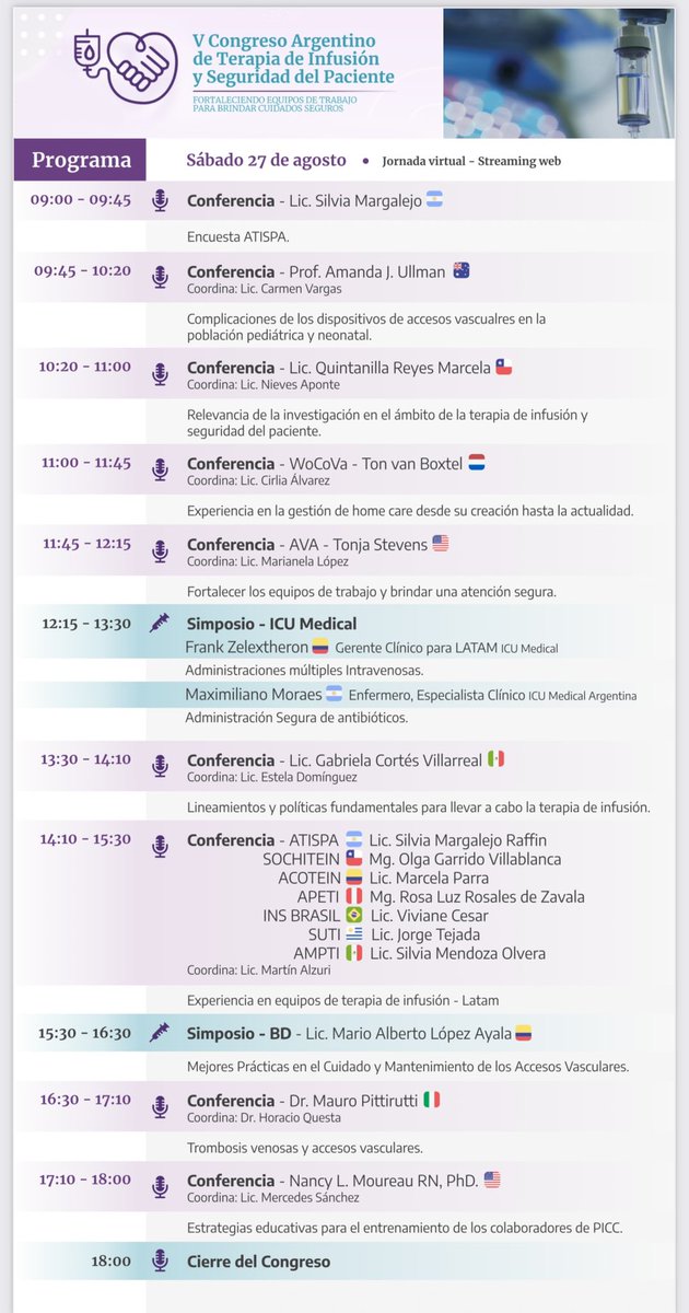 congresoatispa.com. No os perdáis este congreso hÍbrido ,organizado por nuestros compañeros Argentinos de ATISPA, con los más grandes del acceso vascular. Disfrutarlo!!!!