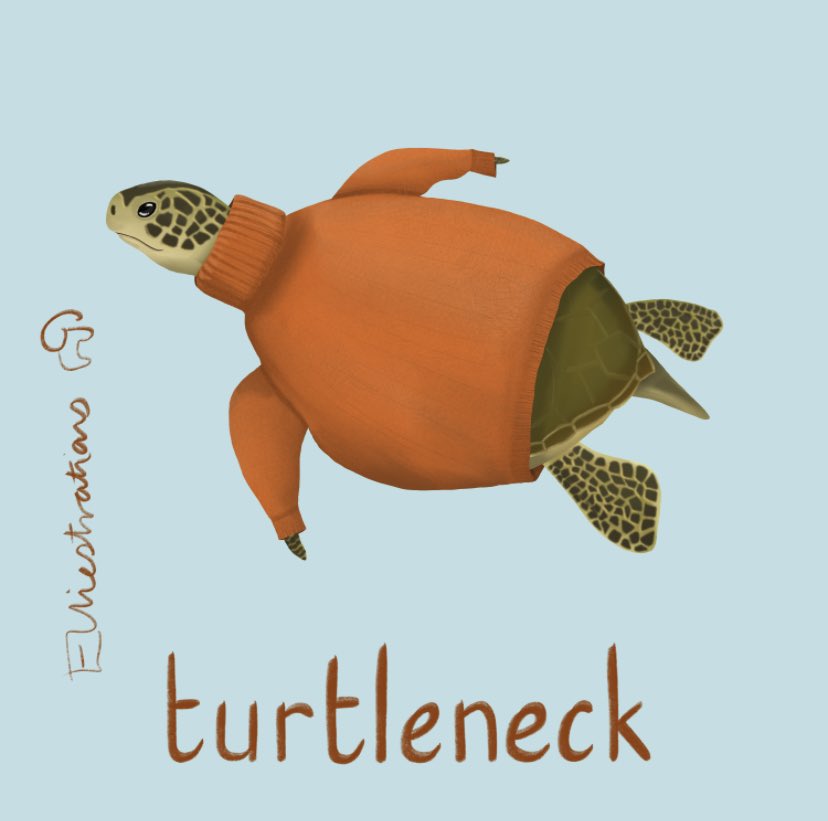 Inappropriate clothing during a heatwave… #turtle #seaturtle #turtleneck #turtlethursday #illustration