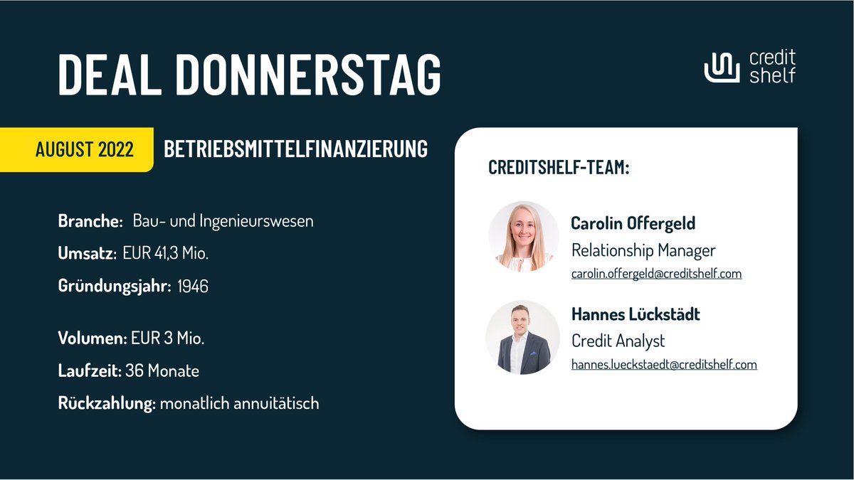 News am Deal-Donnerstag | Für unseren Kunden im Bau- und Ingenieurswesen haben wir über unsere Plattform eine schnelle und unbesicherte Finanzierung in Höhe von EUR 3.000.000,00 erfolgreich umgesetzt.