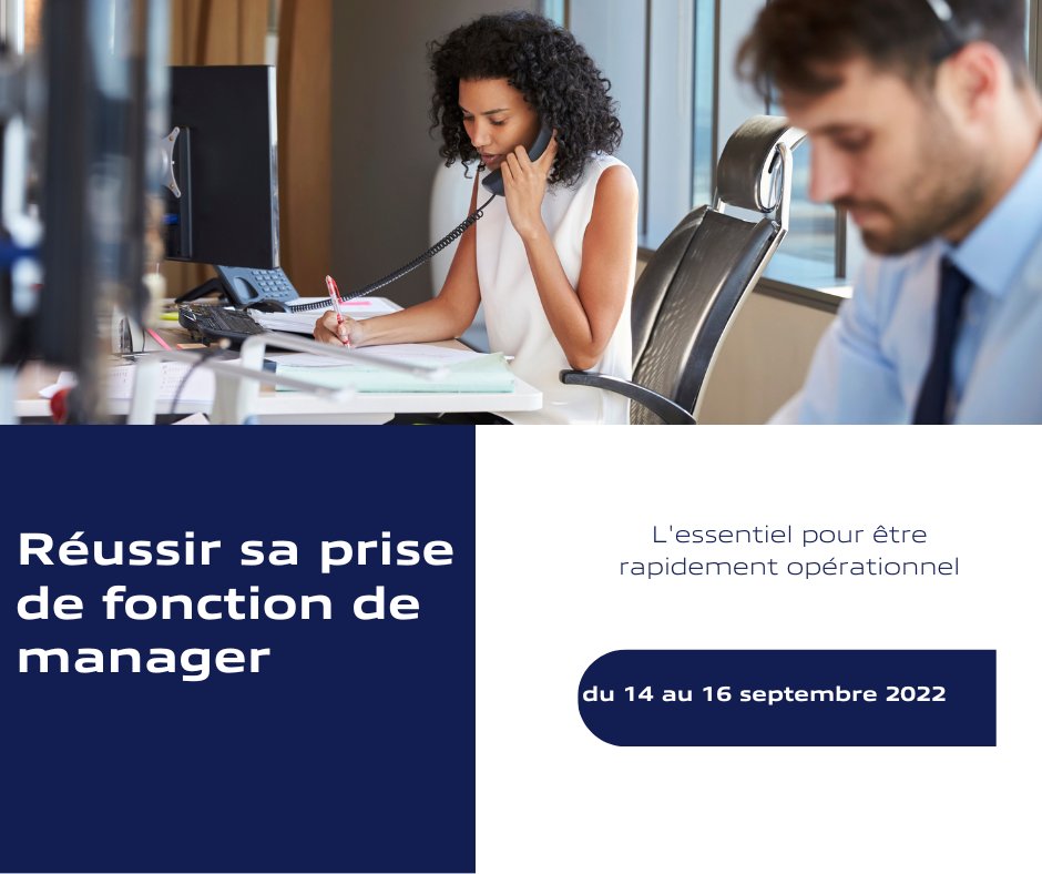 Formation - Réussir sa prise de fonction de manager  ↪️  bit.ly/3bj3qNc  
📅 du 14 au 16 septembre 2022  
🔰  L'essentiel pour être rapidement opérationnel
✒️ Pour vous inscrire ↪️↪️ bit.ly/3bj3qNc