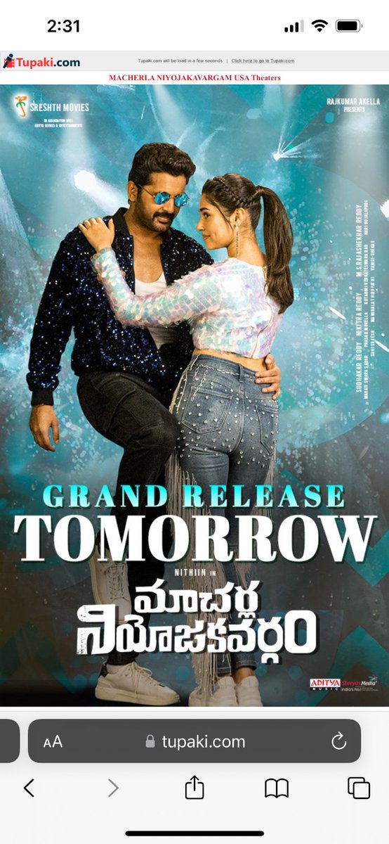 IndianClicks's tweet photo. Landing page ads of #MacherlaNiyojakavargam Releasing TOMORROW is on popular websites.

🎟️https://t.co/vemKKqrs5s

@actor_nithiin @IamKrithiShetty  @SrSekkhar @SreshthMovies @urstanaysuriya 

PRO @UrsVamsiShekar 
OS @FlyHighCinemas &amp; @SouthernStarInt https://t.co/F9LeOiCUhf