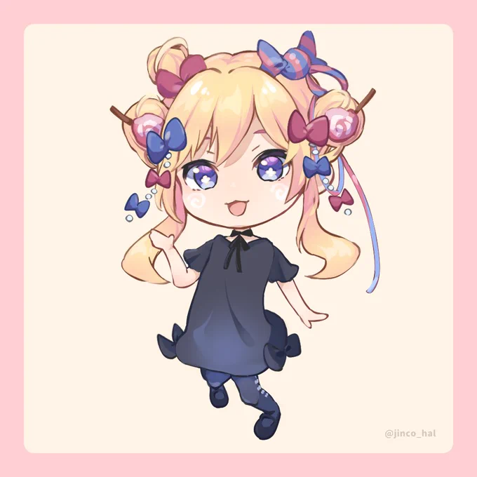 企画にて、塩梅極さん(  )を描かせて頂きました。キャンディとリボンが特徴的で可愛らしく配信も楽しそうで癒されましたyoutubeではゲーム配信を主に活動中の様です。#たぶんあんばい見るよ(※ご本人様:背景透過PNGデータが必要でしたらDMにてお声かけ下さい) 