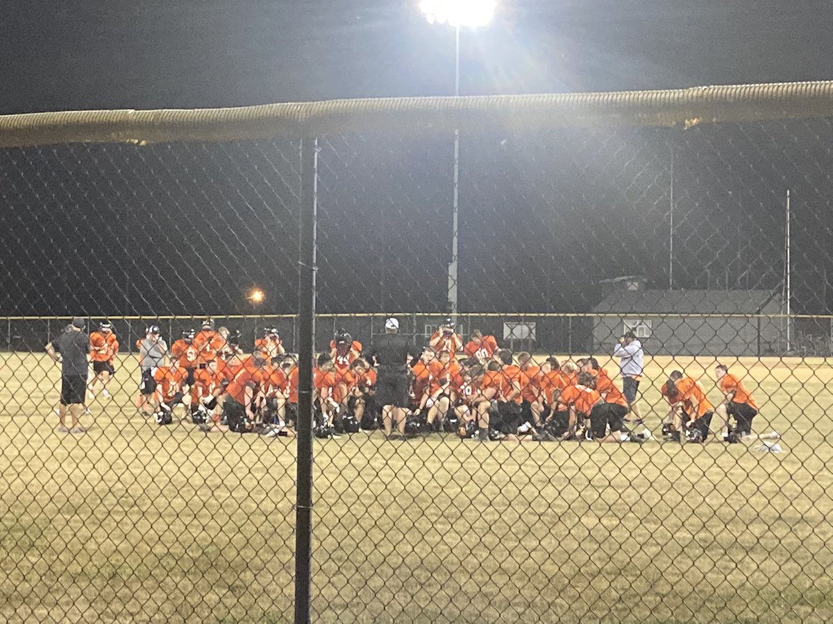 Midnight football practice on the baseball field. Looking forward to a great season of <a href="/GrinnellTigerFB/">Grinnell Tigers Football</a>! Hope <a href="/GnellBaseball/">Grinnell Baseball</a> gets that infield dragged before he goes to bed. Go Tigers!