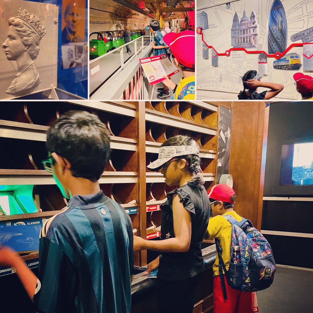 PannaMedic's tweet photo. Visit to @thepostalmuseum A gem of a place! Learnt lots about the history of the #postalservice @RoyalMail📮✉️The interactive displays were great. Sorting mail was a highlight & the #mailtrain experience through hidden underground tunnels was first class! #museum #schoolholidays https://t.co/WBbQmVRsPM