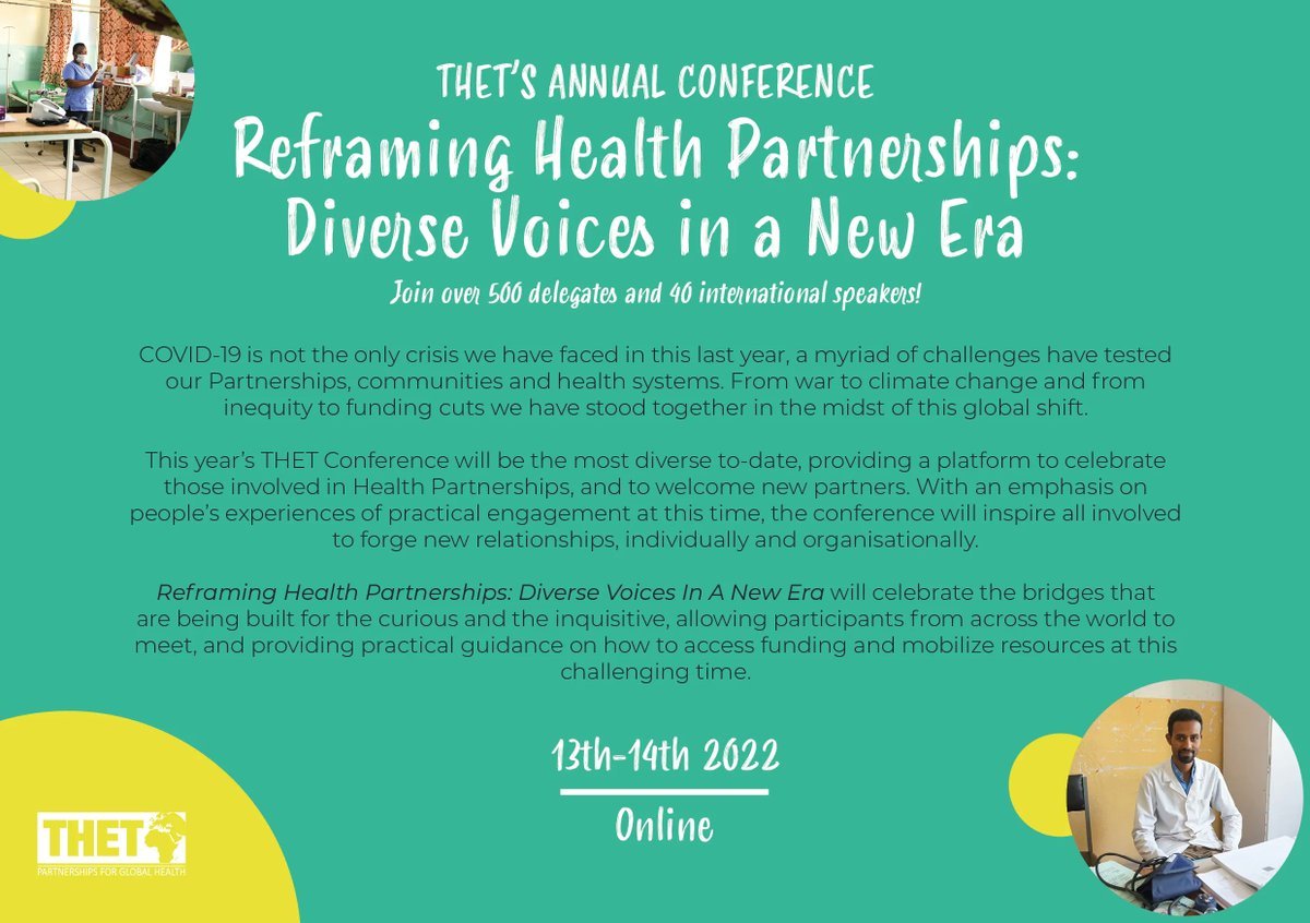 THETlinks's tweet photo. Our 2022 #THETConf Reframing Health Partnerships: Diverse Voices In A New Era is here! Join delegates from around the world as we explore #diaspora, #ClimateCrisis, #wellbeing and more! https://t.co/Q9DtbA9ew8 https://t.co/thd0aolKlk
