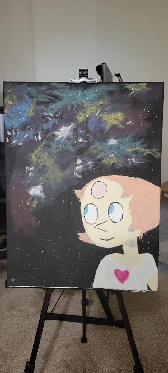 lexi_mort's tweet photo. I made a art for one of my friends, they love pearl from SU, and space/galaxy stuff. Immediately was put on their wall while giddy about how much they love it. 

🥲 such a happy moment. https://t.co/pgWiwMDw7U