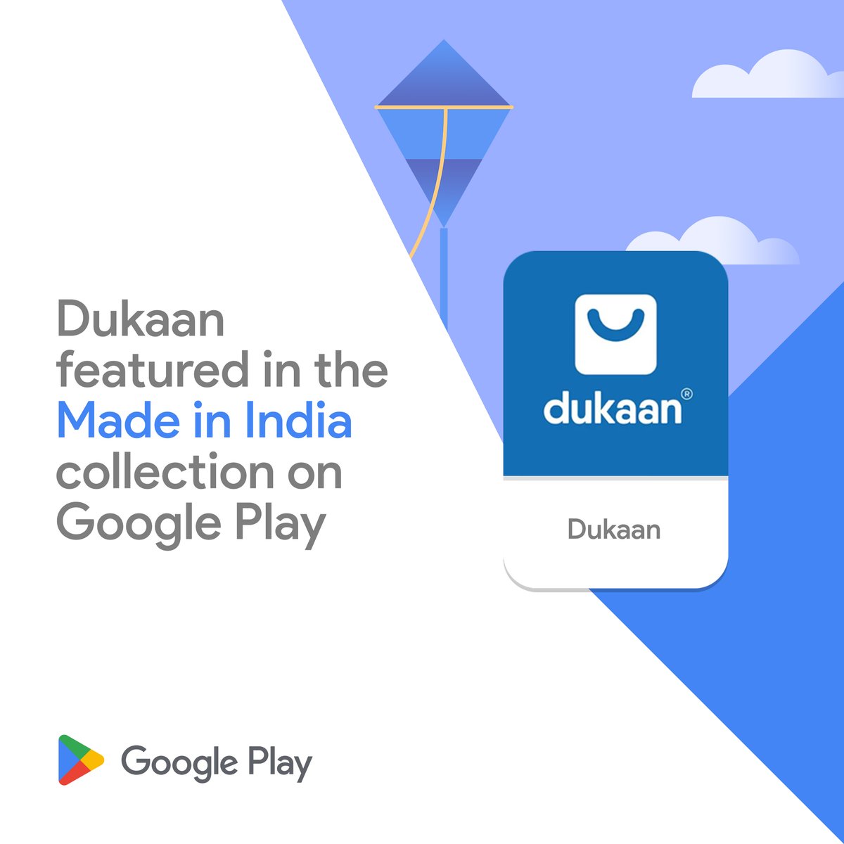 mydukaanapp's tweet photo. Dukaanยฎ๏ธ has been featured in "Made in India" collection on @GooglePlay - a special Independence Day 2022 Edition ๐ฎ๐ณ
This is a very proud moment for #Dukaan as well as for every entrepreneur who has been a part of this journey!๐ค
#MadeinIndiaCollection #GooglePlay #IndiaKiUdaan https://t.co/bCpqMxQbdR