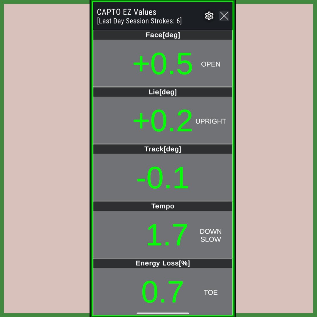 Select the value you want to look at and

have it on your smartphone app

for an immediate feedback every stroke

Enjoy Capto!

Get better and better with Capto EZ!

#captogolf #captoputting #putting #puttingdata 

#love2putt #improveyourputting