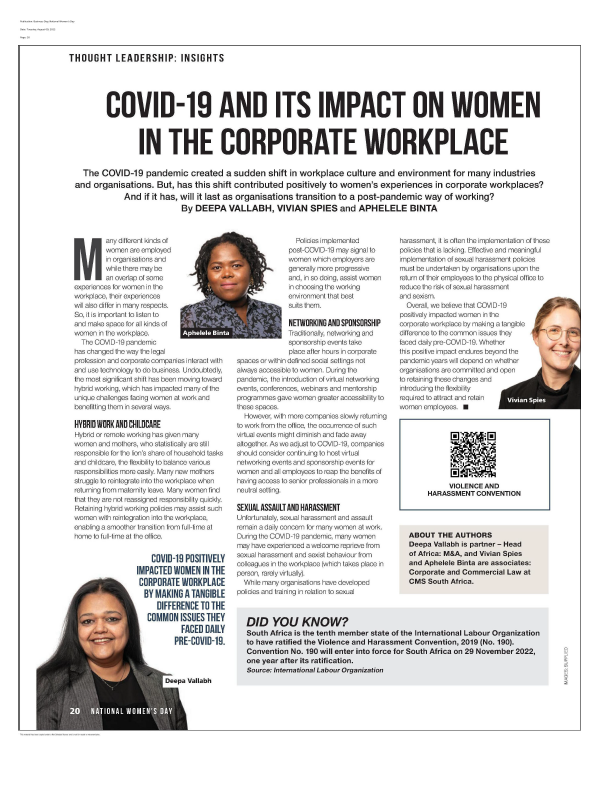 #COVID19 shifted workplace culture. But, has this shift contributed positively to women's experiences in corporate work places?  We get into it here with #businessday

lnkd.in/eDzQpPR2

#cmslaw #womeninbusiness #sexualharassment #hyrbidwork #networking