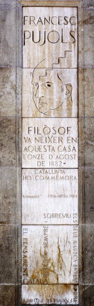 L’11 d’agost de 1882, avui fa 140 anys, naixia el filòsof Francesc Pujols a la plaça Reial de Barcelona. Una placa dissenyada per l’escultor Josep M. Subirachs ho recorda <a href="/Ffrancescpujols/">Fundació Francesc Pujols</a>
