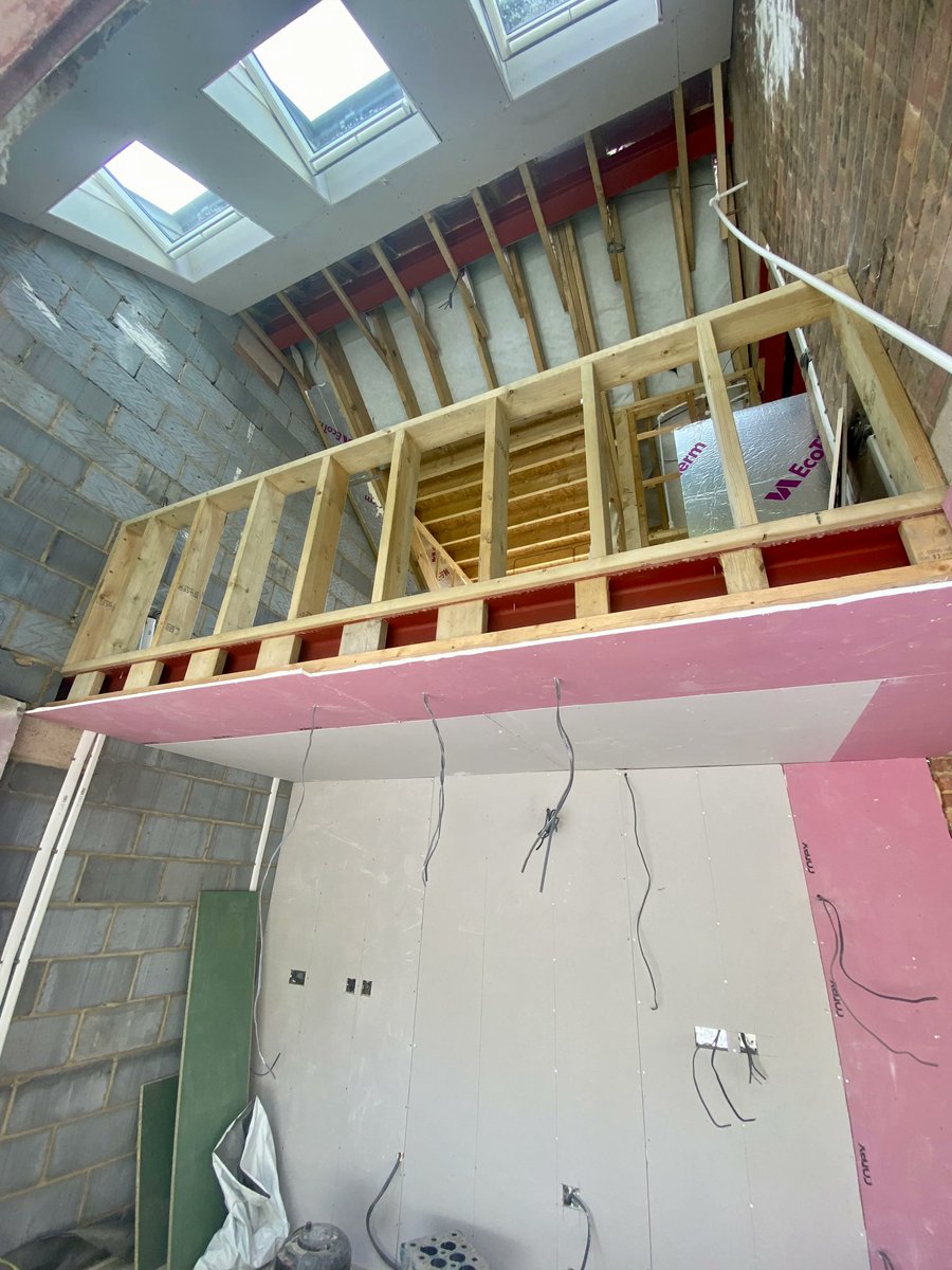 bliss_ltd's tweet photo. What a fabulous extension this is going to be. The steep slope of the land to the rear of this house meant that we needed to bring in as much natural light as possible with tall clerestory windows, mezzanine level instead of an enclosed first floor and large skylights bring. https://t.co/EIYTIZmakd