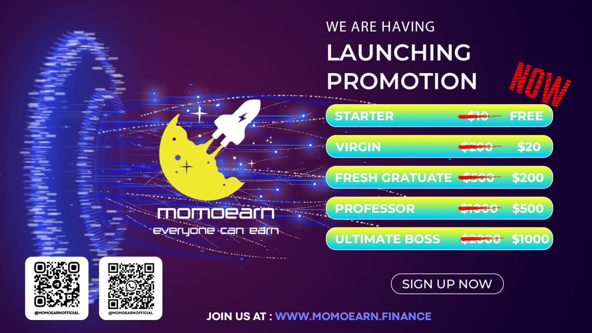 We're here to help you achieve financial freedom🤩💰

  ➡️ Easy investment
  ➡️ Quick withdrawal
  ✅💯SAFE✅

Your chance to start generating passive income⬇️
promo-dapp.momoearn.finance/#/
Telegram⬇️
t.me/momoearnoffici…
#momoearn #passiveincome #FinancialFreedom #crypto #earn