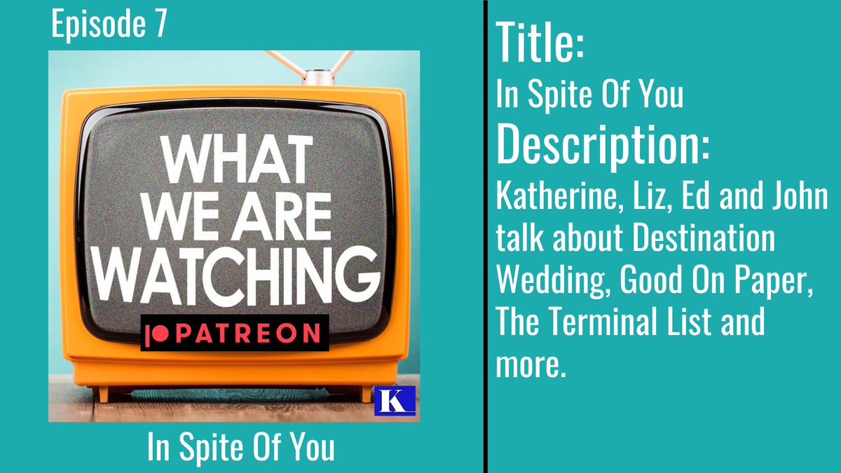 KnackEntertain's tweet photo. Join us on Patreon!
“In Spite Of You”
#destinationwedding #goodonpaper #theterminallist
📽️📽️📺🎙️
@podcastwatching #whatwearewatchingpodcast #whatwearewatching #patreon #podcast #tv #film #netflix #amazonprime
https://t.co/zmrVBhzkUX https://t.co/DJFsljdmKt