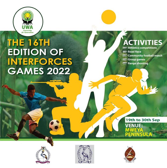 APTcoms's tweet photo. The 16th edition of the #InterForcesGames2022 is earmarked for 19th - 30th September 2022.
The annual event will be hosted by @ugwildlife at Mweya Peninsula in Kasese District.
@PoliceUg @updf_ @ugprisons
#AptDates https://t.co/SofFSIUbwg