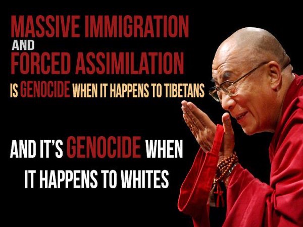 dew_rae's tweet photo. The #DalaiLama has spoken out several times against the conditions that #Tibet is facing today. 

The Dalai Lama has also spoken out against #WhiteGenocide in #Europe , warning Italy about #immigrants from Africa and the Middle East.

https://t.co/C0YJ3SQOao https://t.co/BXaRc2hO4h