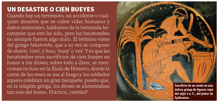 HistHoy's tweet photo. ¿De dónde viene la palabra «hecatombe»? 

👉 Te lo contamos en el último número de #HistoriaHoy https://t.co/kKKMYVs4sI