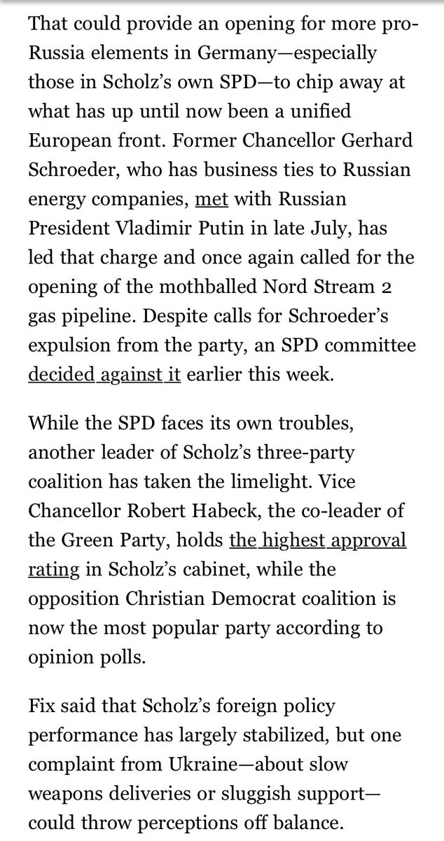 My quick take on Olaf Scholz’ performance for <a href="/ForeignPolicy/">Foreign Policy</a> <a href="/colmfquinn/">Colm Quinn</a> - “He has ticked quite a lot of boxes by now (on Ukraine) - heavy weapons, candidate status…but one complaint could throw perceptions off balance.”