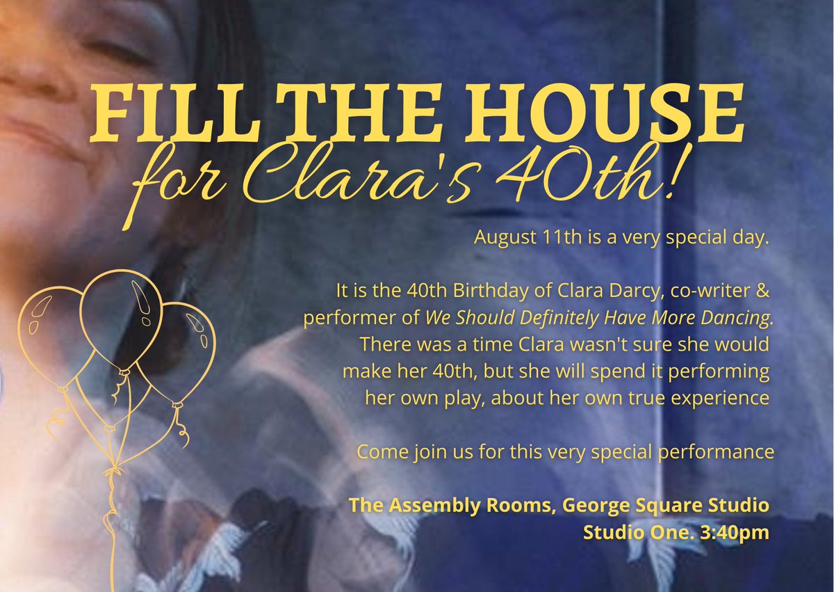 HaveMoreDancing's tweet photo. SO MUCH BIRTHDAY LOVE TODAY! And what a way to kick off the celebrations 👇 

It's ⭐️⭐️⭐️⭐️ from @TheStage for our beautiful show.

Please consider coming down TODAY @edfringe for Clara's 40th Birthday. Let's FILL THE HOUSE! 🎉🎉💃🏻💃🏻 https://t.co/Ox5ui5P5ce