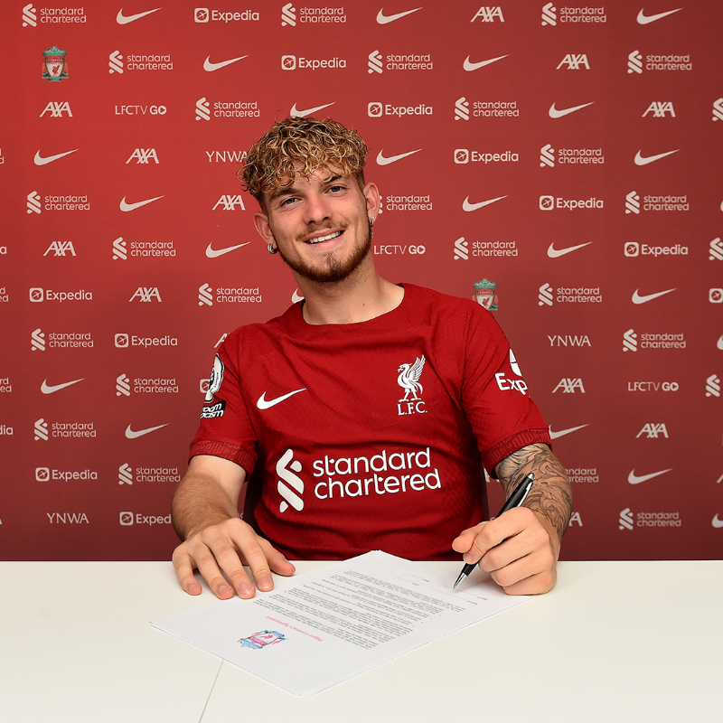 LFC's tweet photo. We are delighted to announce that Harvey Elliott has signed a new long-term contract with the club! 😁✍️