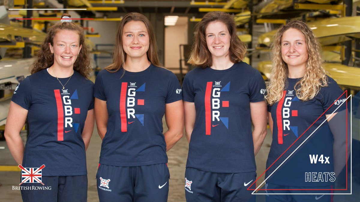 Next up at 11:55 (BST) it's our women's quad (W4x) of <a href="/jessleyden/">Jess Leyden</a>, Lola Anderson, Georgie Brayshaw and <a href="/lucy_gloverx/">Lucy</a> 🚣‍♀️

The first boat in this race will go through to the A Final, while the other three boats will head to the repechage. 

Good luck #GBRowingTeam! 🇬🇧