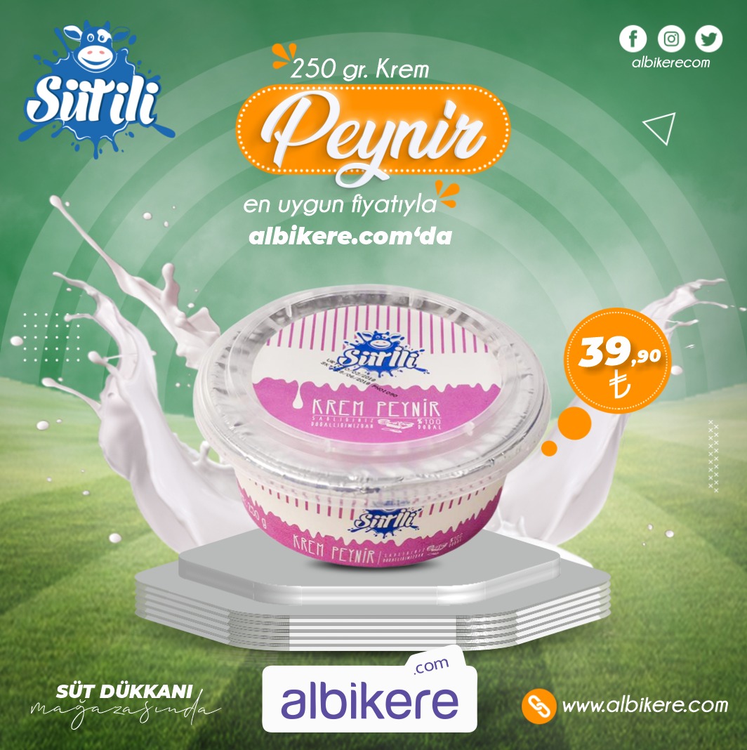 Süt dükkanı mağazasında 250 gr. krem peynir en uygun fiyatıyla albikere.com'da sizleri bekliyor.
.
.
.
#albikere #albikerenoktacom #krempeynir #sütvesütürünü #sütürünleri #sütili #sütdükkanı #enucuz #uygunfiyat #aceleet #indirim