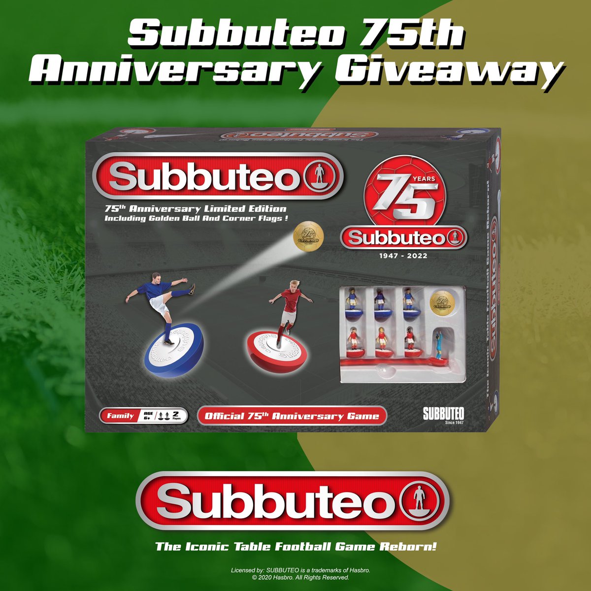 Last chance to enter the Subbuteo 75th Anniversary Giveaway To be in with a chance of winning the new Subbuteo 75th Anniversary Main Game: • RT & Follow • Comment: #Subbuteo75 Closes: 8pm 11/08/2022, Europe only, Full Ts&Cs on FB & IG #Subbuteo #Giveaway #win @ugames_uk