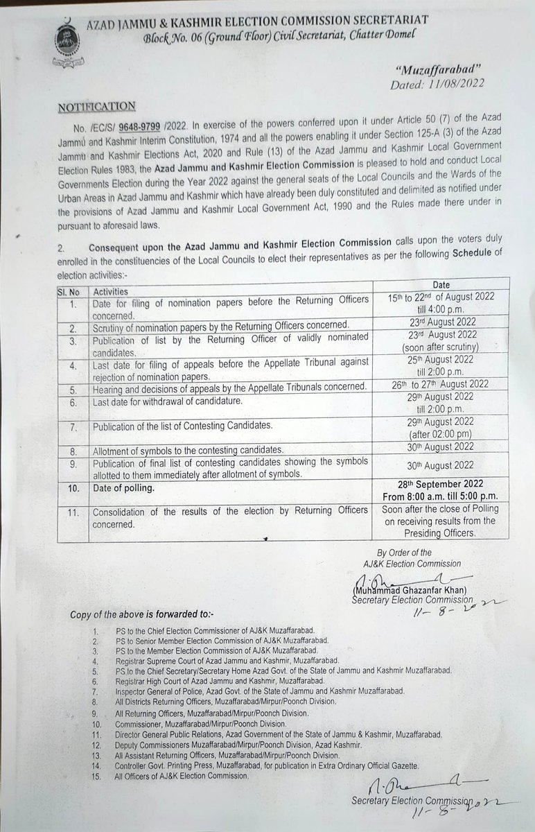 A dream came true. Hats off to AJ&amp;K Election Commission, who raised to the occasion. Finally, it announced the date for the Local government elections-September 28. 
It was a tough battle of nerves. The Supreme Court and elections commission won it. 
#PTIAJK #AJKElections2021
