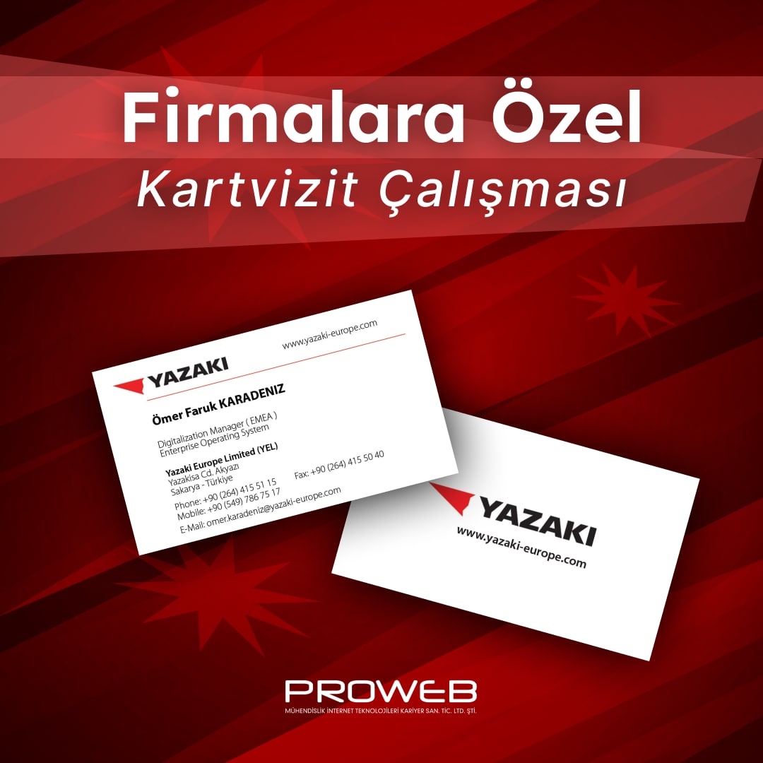 Firmalara Özel Kartvizit Tasarımı;
.
Yazaki
.
#design #broşürtasarım #kartvizit #logotasarım #bussinesscard #kartvizittasarımı #webtasarım #grafiktasarımı #prowebmühendislik