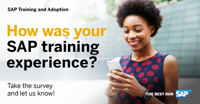 We want to know what you think! Please take part in our three-minute survey. Click here to get started! #SAPTraining #EdTech bit.ly/3bKMI9D