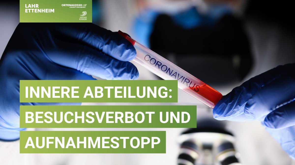 Aufnahmestopp/ Besuchsverbot für die Innere Abteilung in Lahr bis einschließlich 16.08.22. Notfälle können weiterhin behandelt werden. 

🔗 mehr infos unter socialmedia.ortenau-klinikum.de

#ortenauklinikum #krankenhaus #ortenau #lahr  #teampatient #covid19 #corona #coronavirus #pandemie